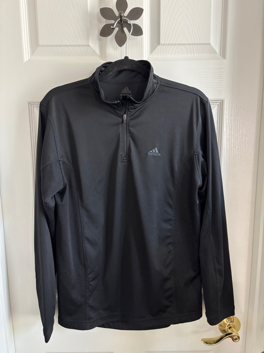 Adidas Black Men's Quarter-Zip Performance Pullover size Med EUC